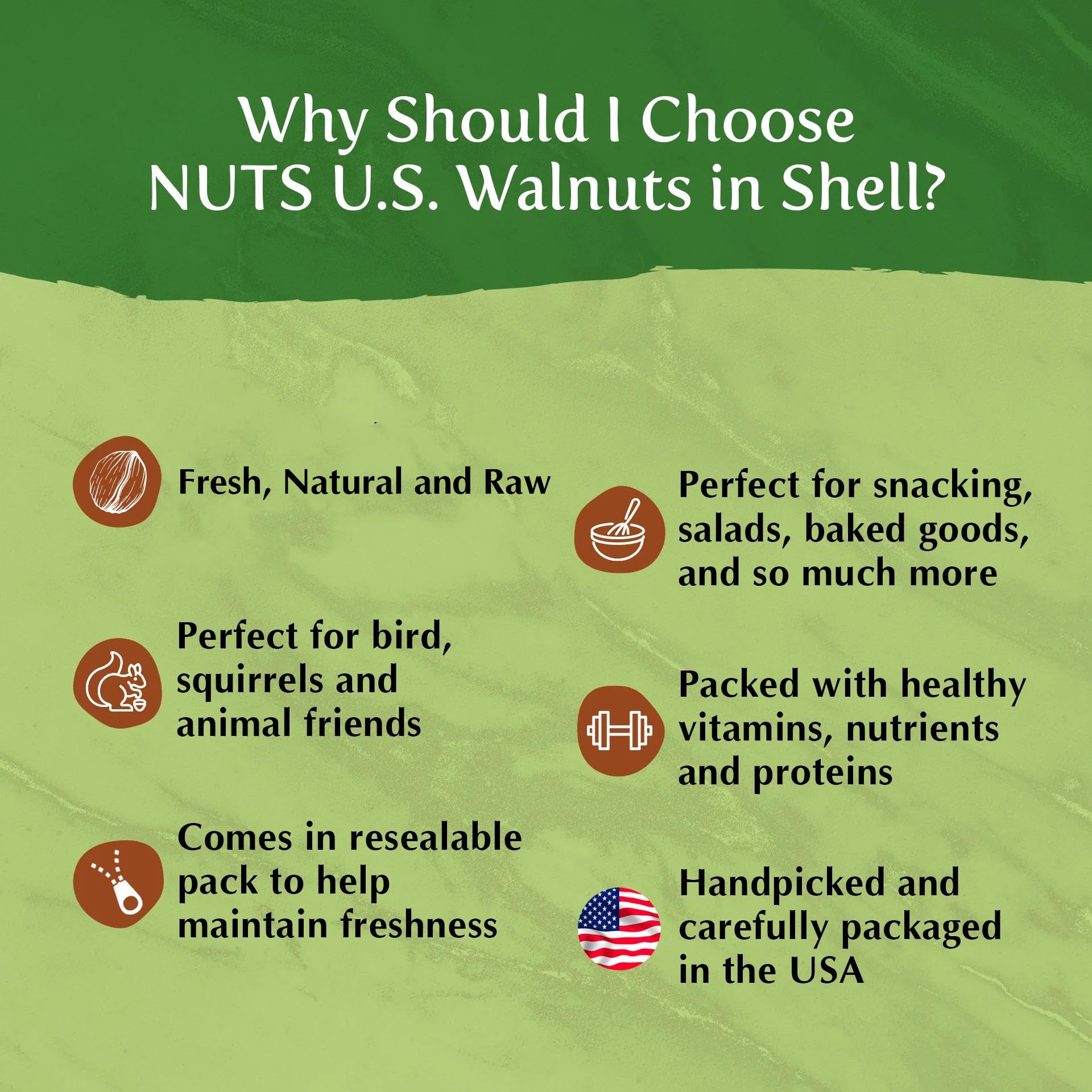 NUTS U.S. natural protein source for snacks and baking.