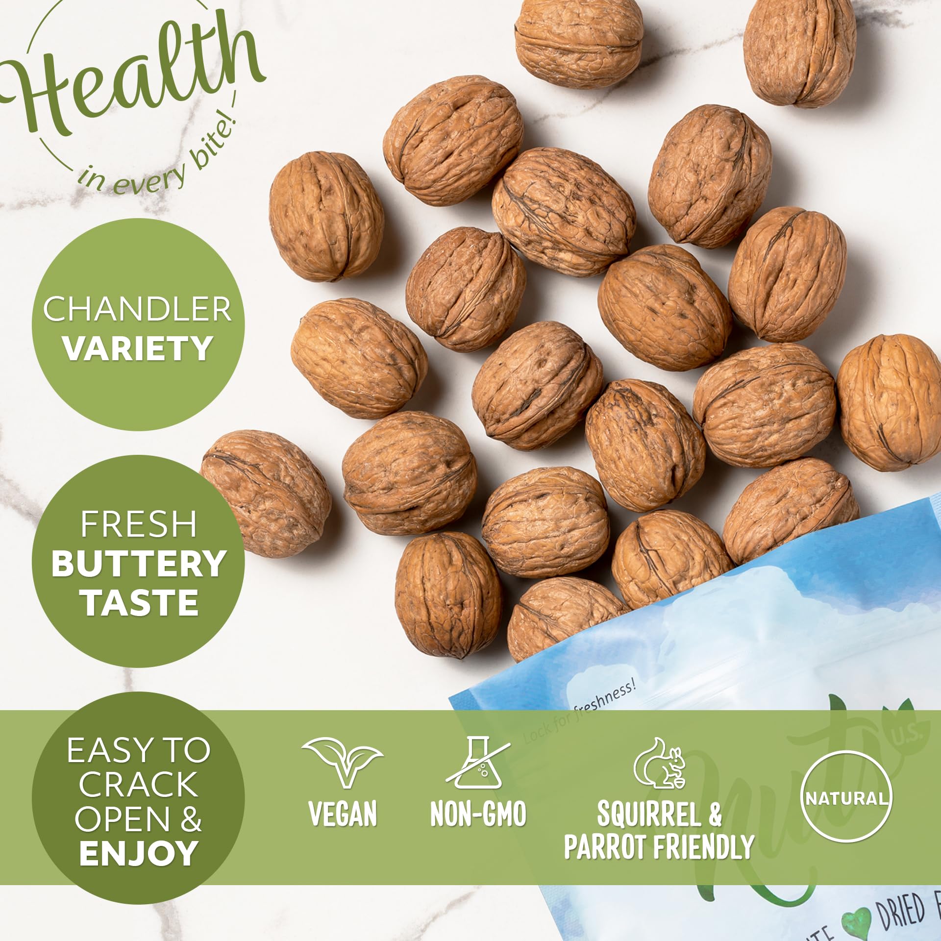 NUTS U.S. raw walnuts add crunch to salads and desserts.