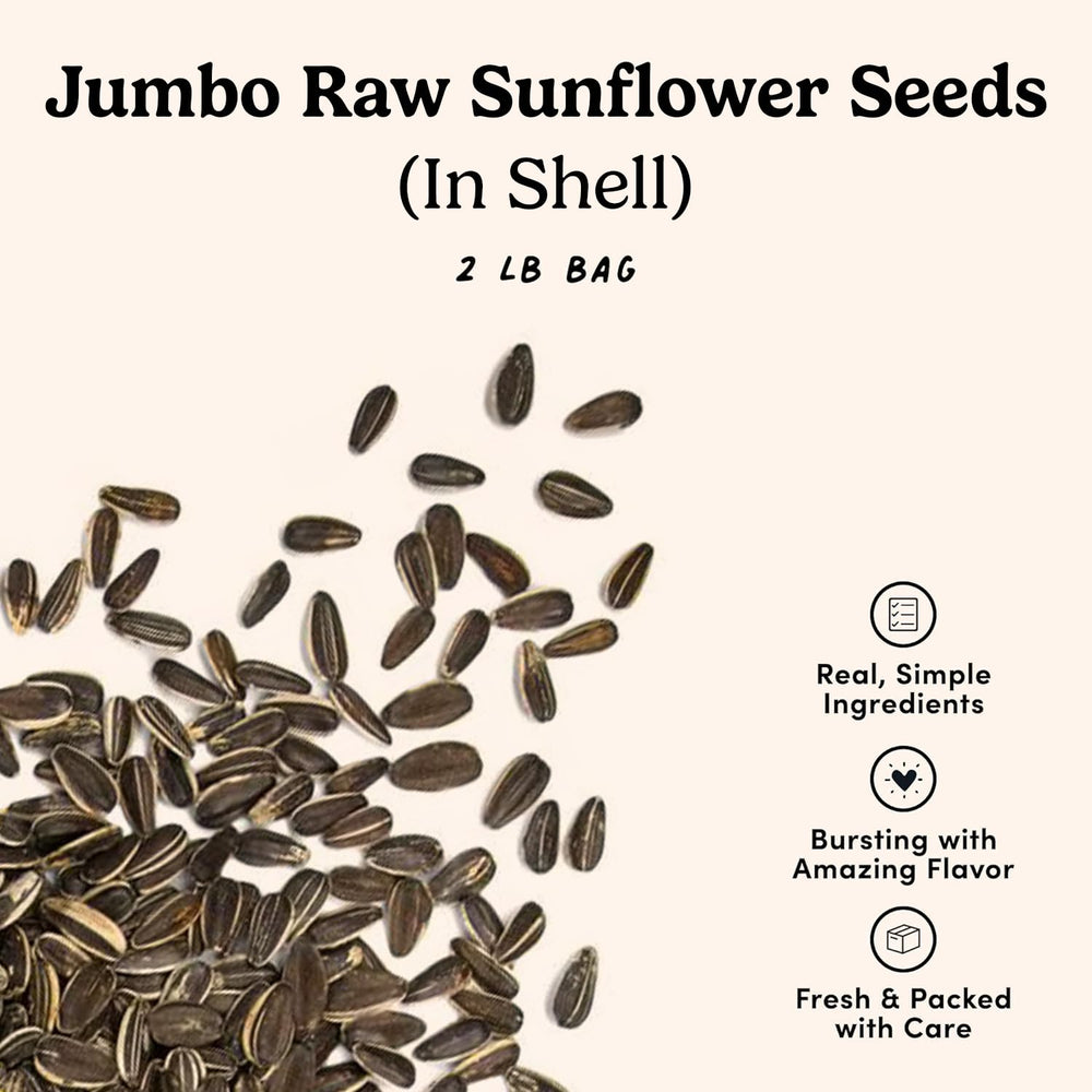 Nuts.com 2lb bag of in-shell seeds emphasizes bulk freshness and on-hand nutrition.
