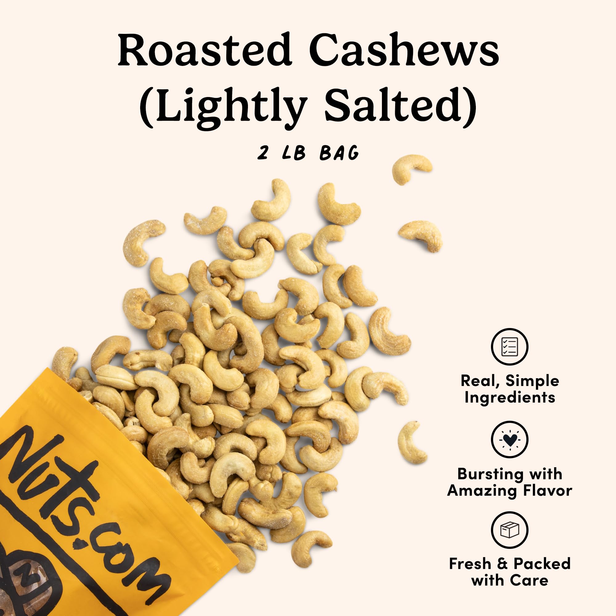 Notable minerals like copper and magnesium in Nuts.com cashews for energy support.