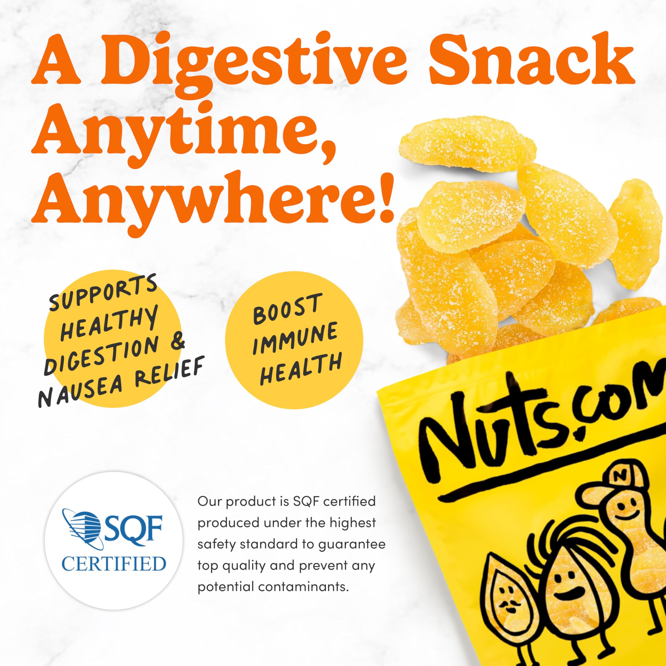 Nuts.com crystallized ginger pieces on a dessert plate ideal for baking or topping