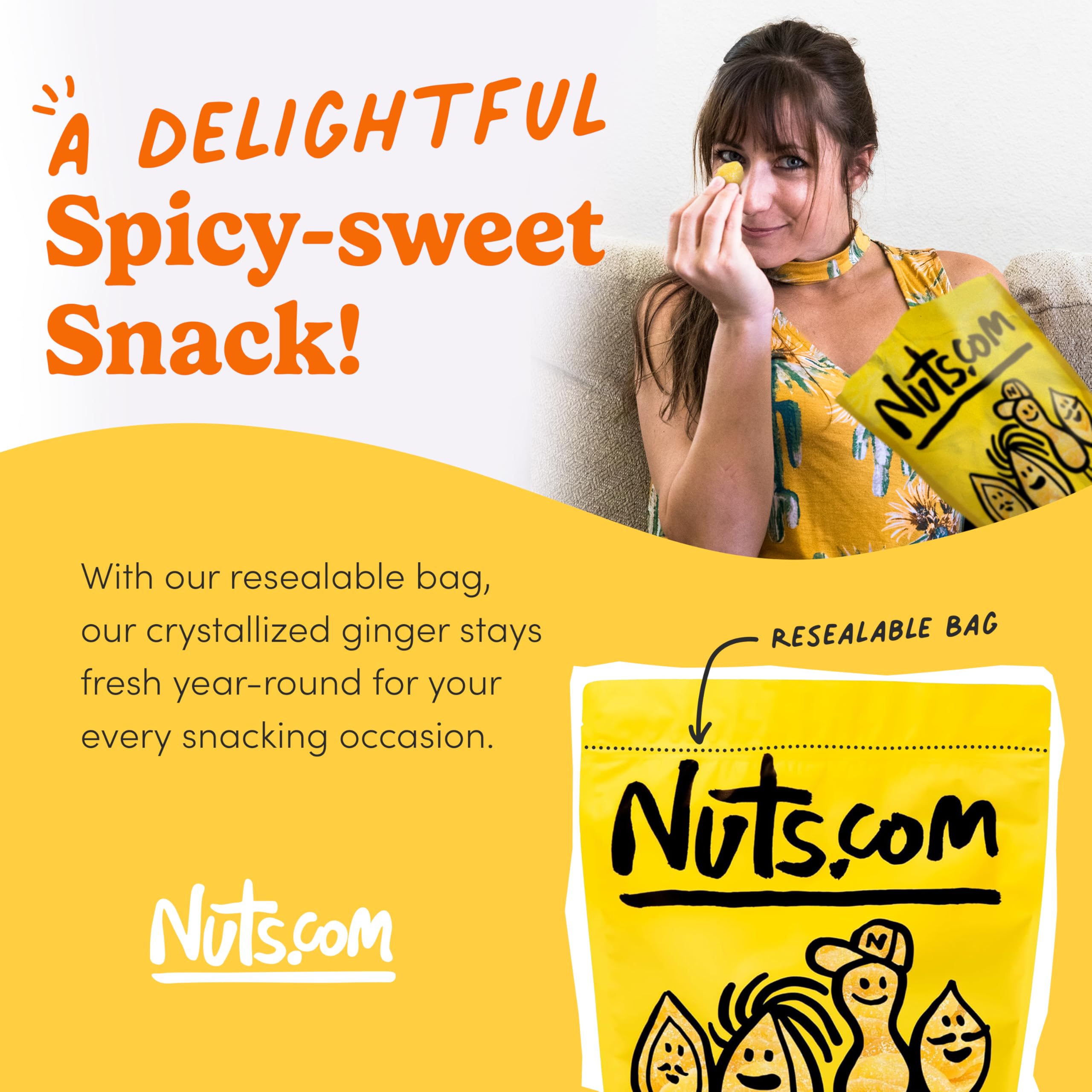 Nuts.com crystallized ginger pieces in a stir-fry dish for bright, spicy-sweet notes
