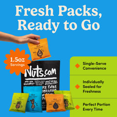 Nuts.com organic walnuts 1-5oz serving close-up, earthy flavor for healthy crunch.