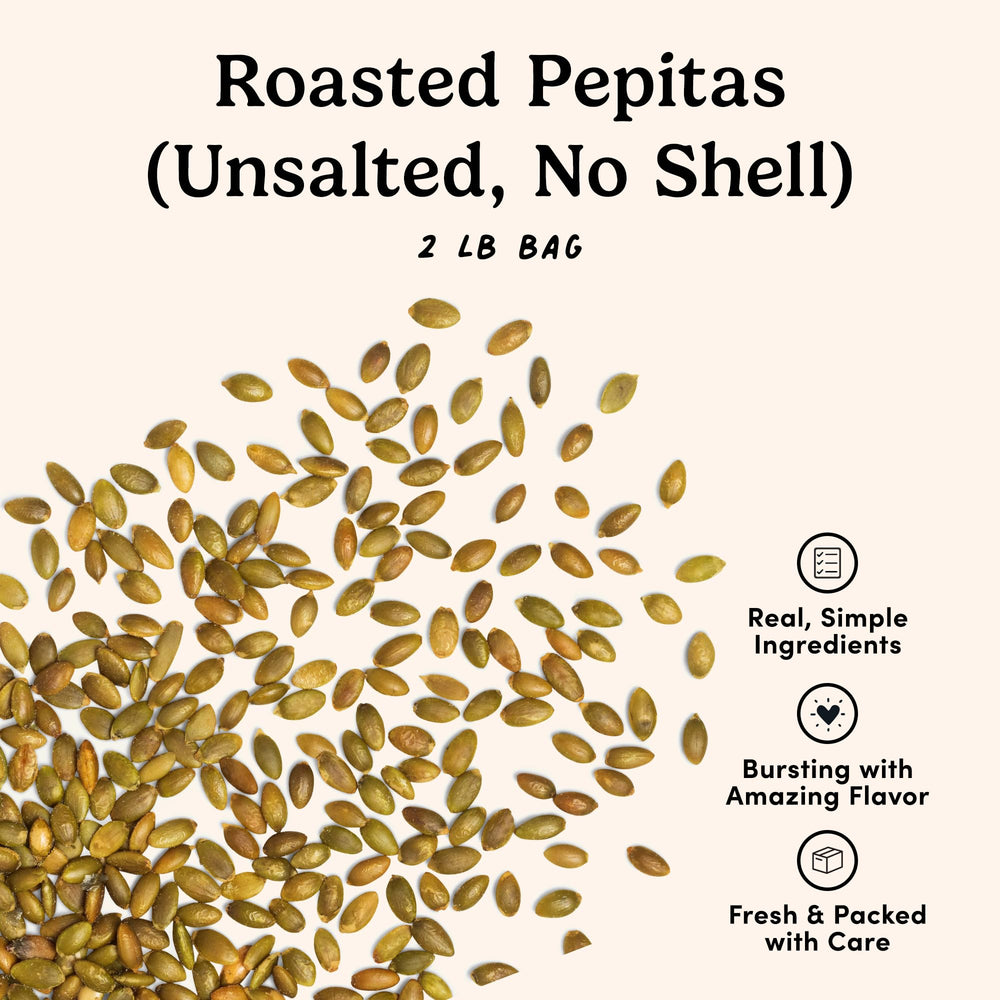 Nuts.com pepitas sprinkled on a salad as a crunchy topper