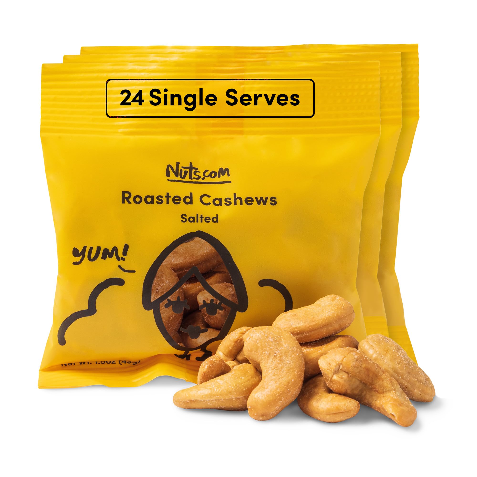 Nuts.com roasted salted cashews in single-serve packs for on-the-go snacking