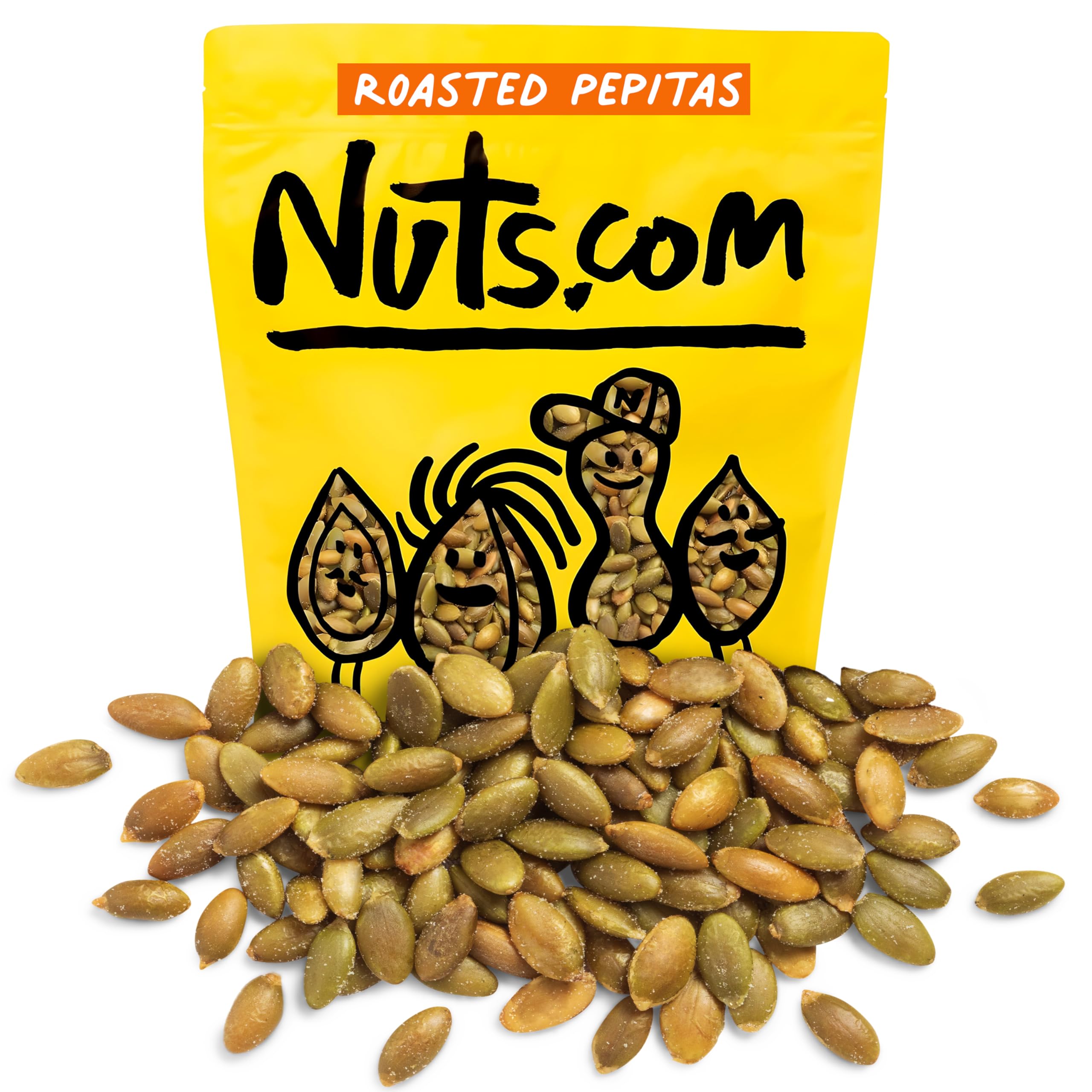 Nuts.com roasted pepitas in a 2lb bag, protein-rich snack