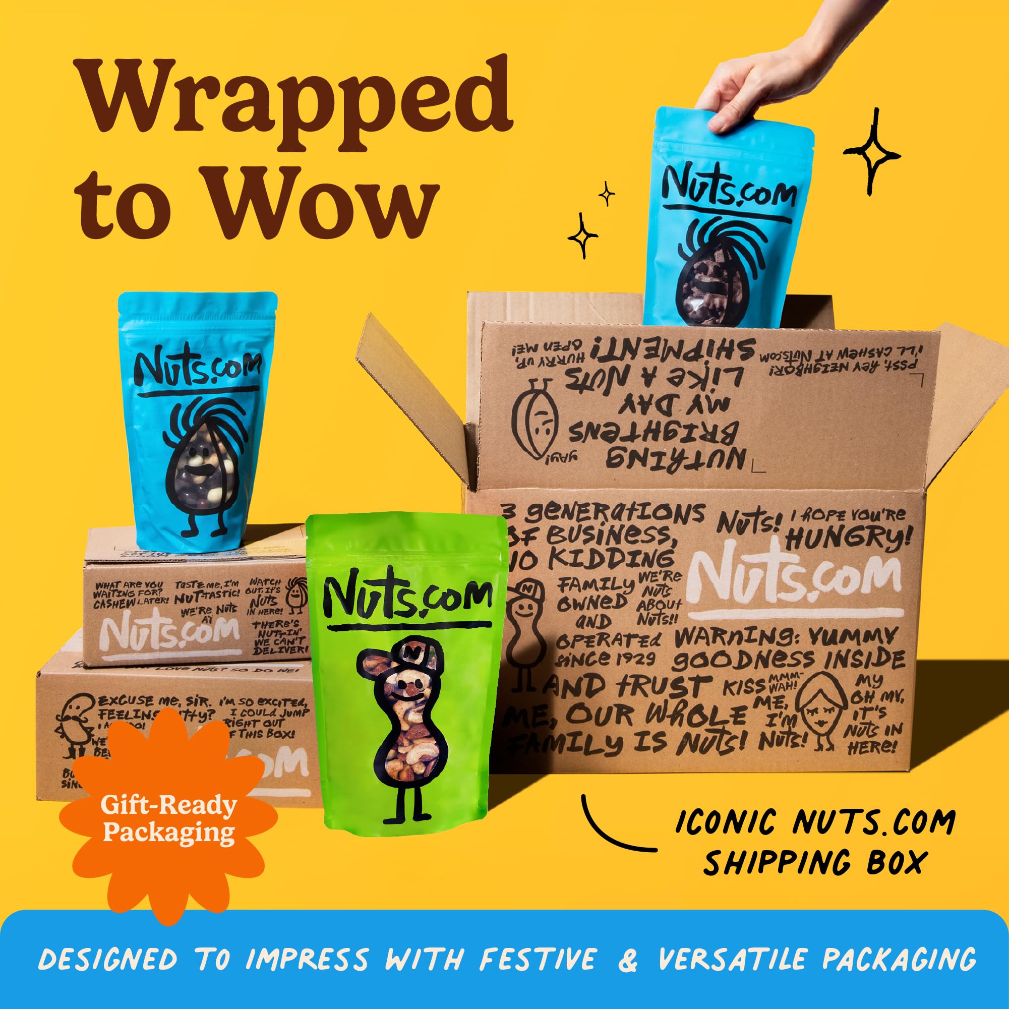 Nuts.com single-serve packaging keeps freshness bite after bite.