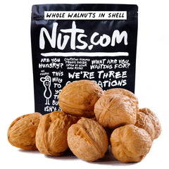 Nuts.com whole walnuts in shell close-up showing fresh, beginner-friendly cracking and baking prep.