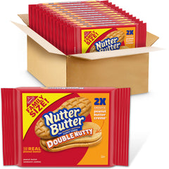 Nutter Butter double-nutty peanut butter sandwich cookies in a family pack for sharing.