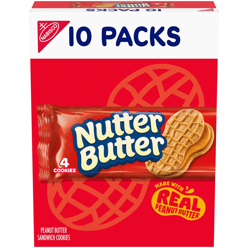 Nutter Butter peanut butter sandwich cookies in a box, ideal for sharing at home.