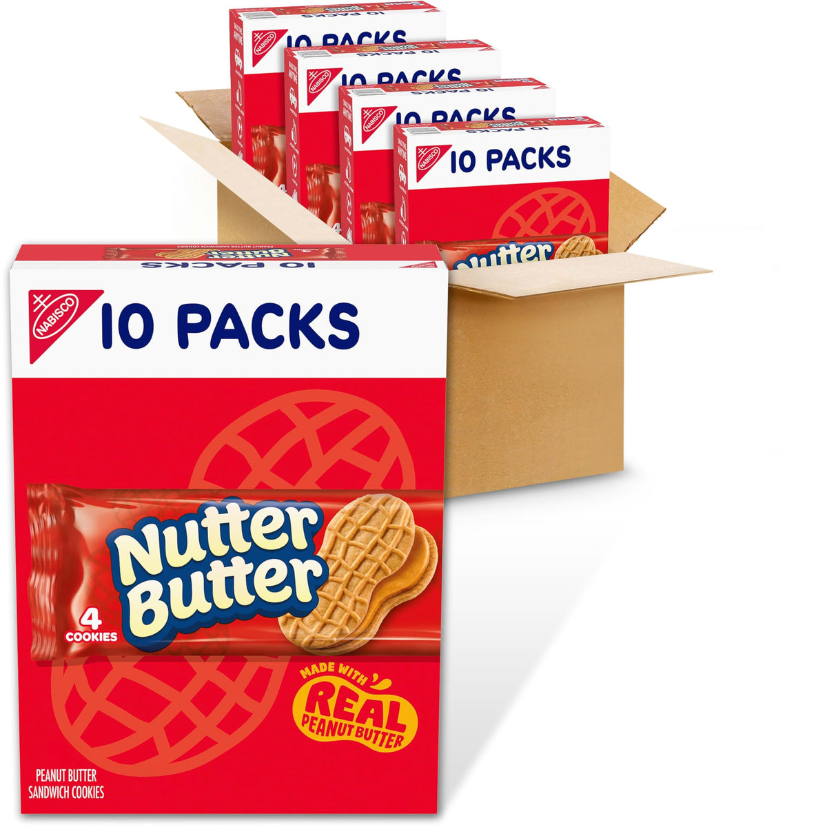 Nutter Butter snack-pack four cookies per pack, ideal for lunch.
