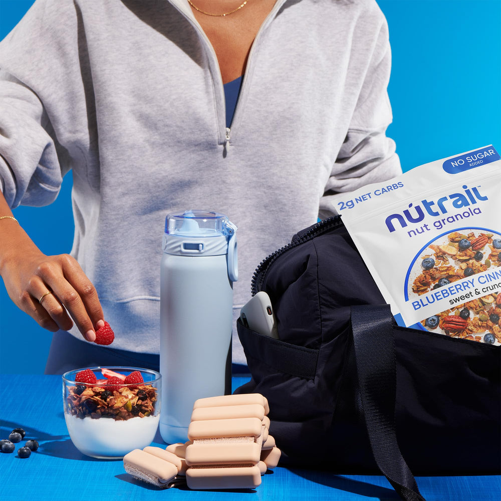 Travel-friendly NuTrail granola sachet ready for travel
