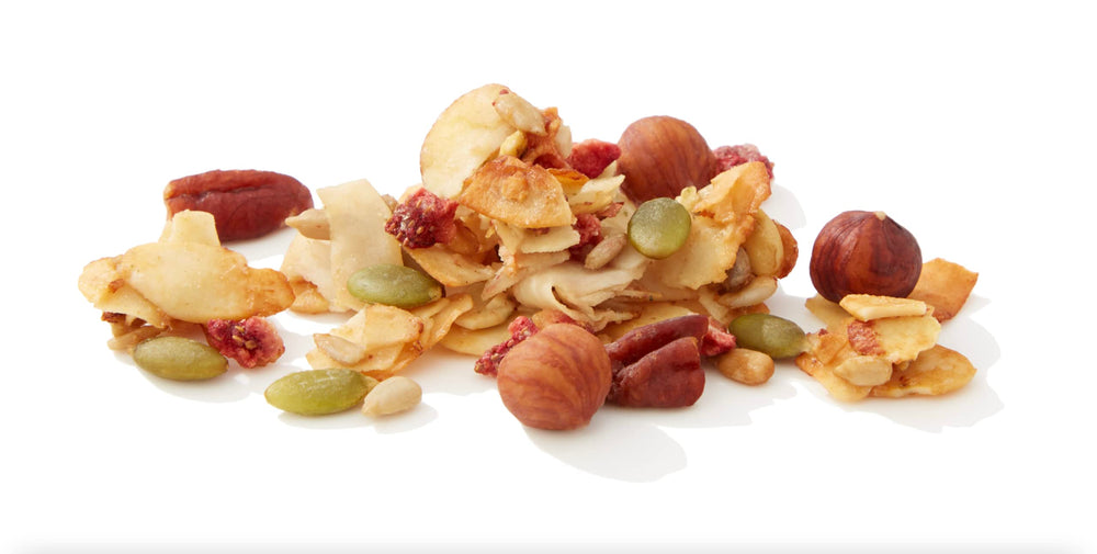 NuTrail granola on yogurt parfait adding texture and flavor.