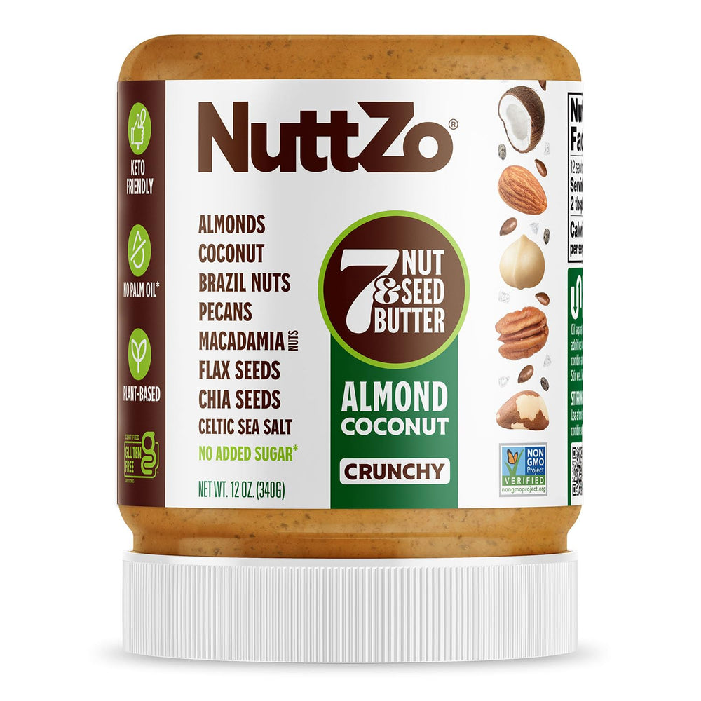 NuttZo Keto almond coconut butter jar—low carb snack option for keto meals.