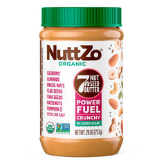 NuttZo Power Fuel Crunchy Butter jar, protein-rich texture for on-the-go snacking.