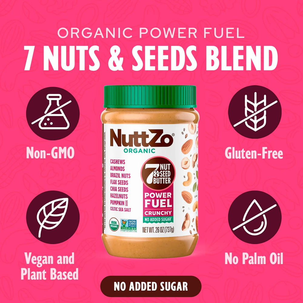 NuttZo Power Fuel spread on fruit highlights peanut-free keto-friendly pairing.