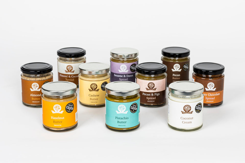 Nutural World smooth hazelnut butter in artisan UK kitchen
