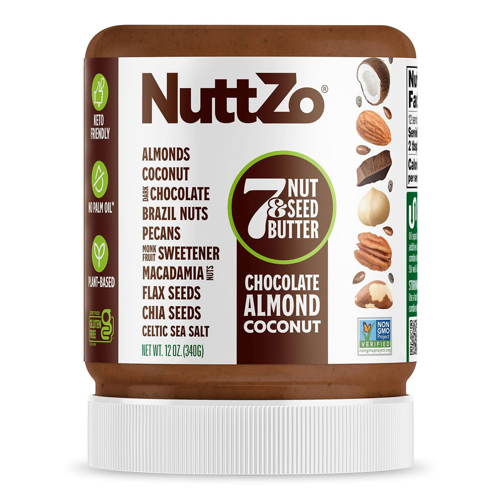 NuttZo Keto chocolate almond coconut jar – rich keto friendly spread for snacks