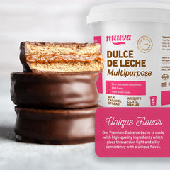 Nuuva Dulce de Leche jar texture highlights thick, scoopable consistency for piping.
