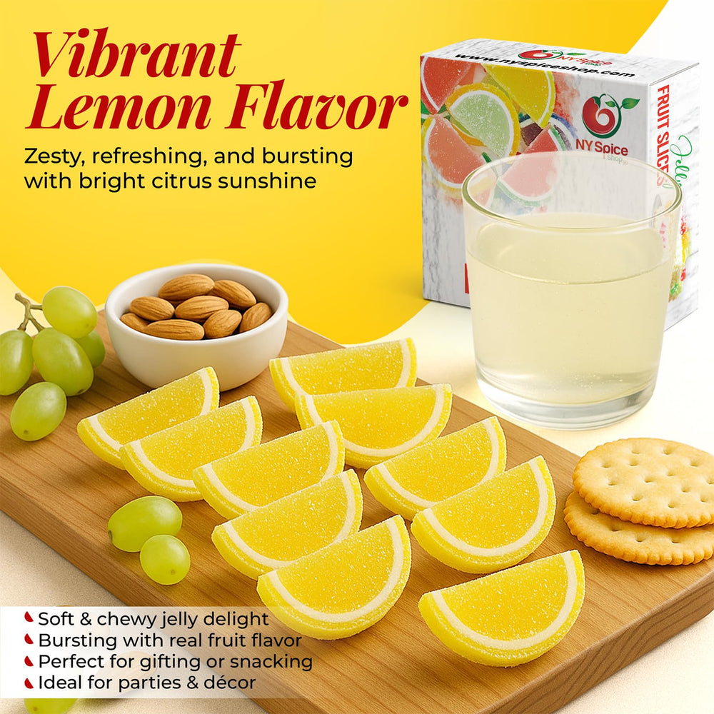 NY Spice Shop party favors featuring bright lemon jelly slices