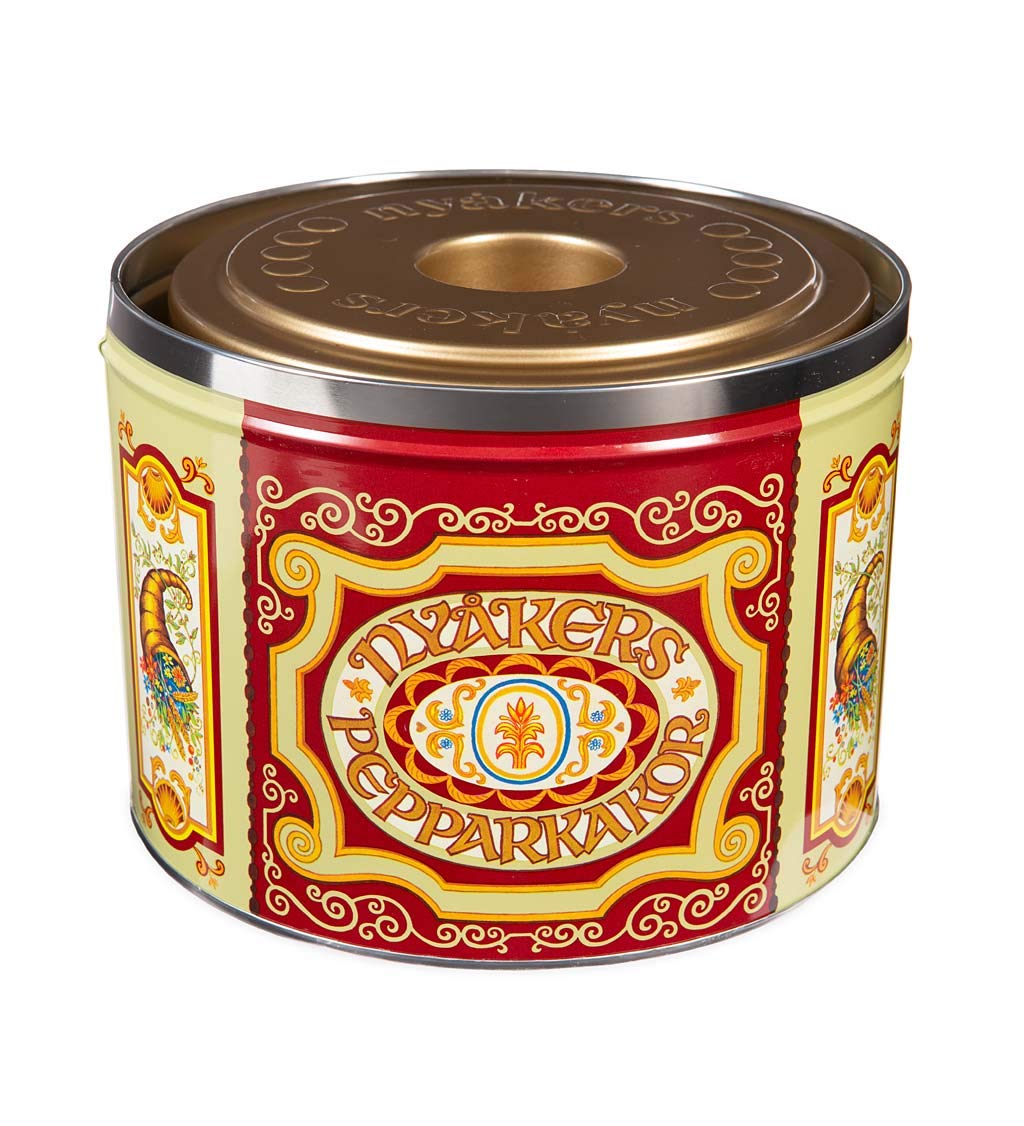 Nyakers Gingersnaps gift tin open, illustrating holiday gift potential.