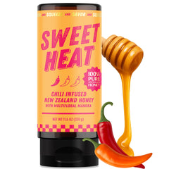 Hot Honey Sweet Heat bottle pour by NZ Manuka honey for spicy warmth.
