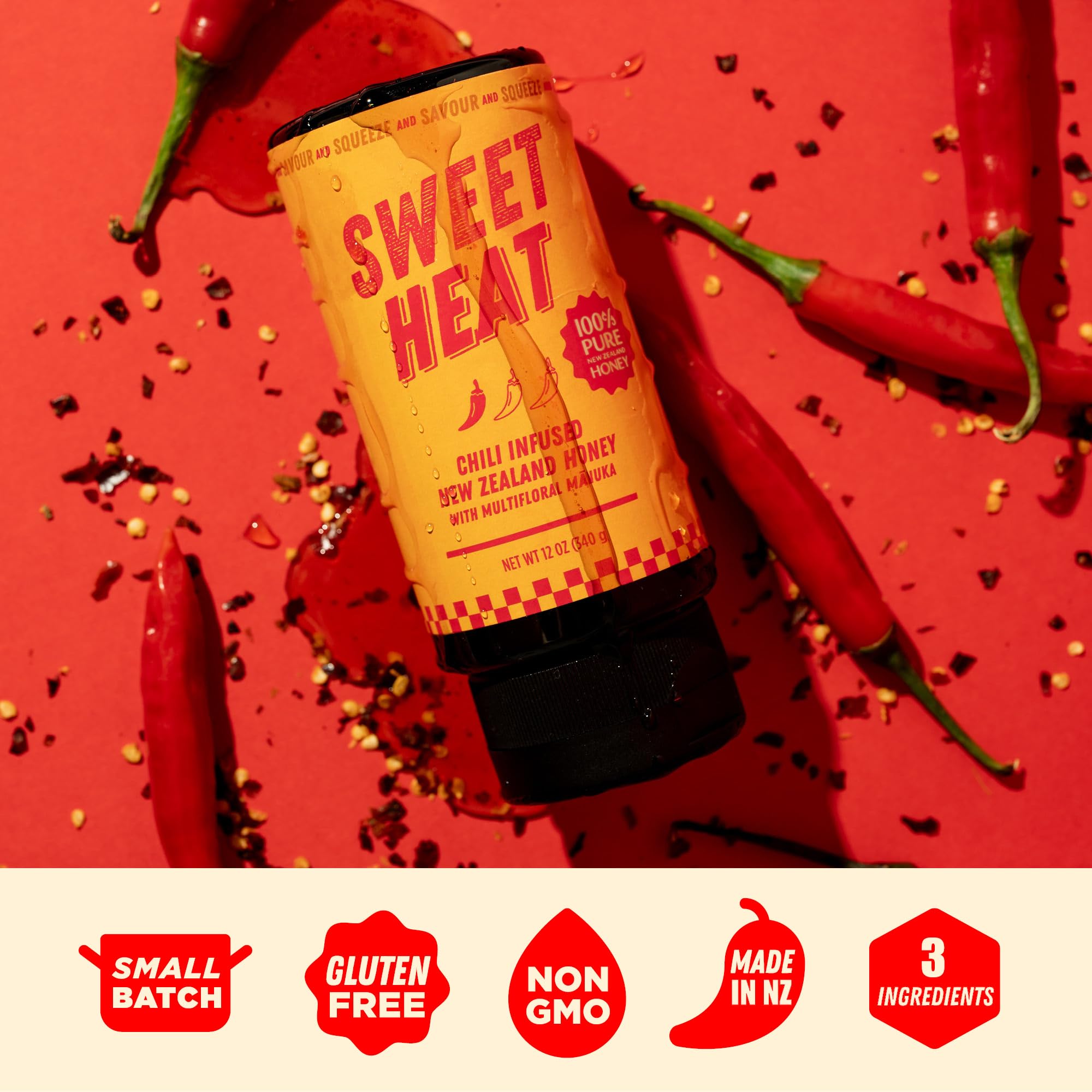 Hot Honey Sweet Heat grill glaze on grilled meats for shine.