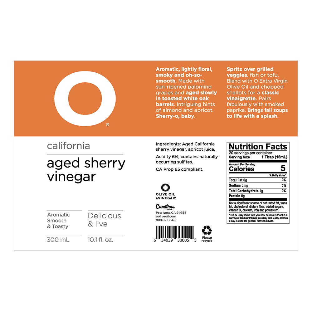 O Olive Oil sherry vinegar pour brightens sauces and marinades.