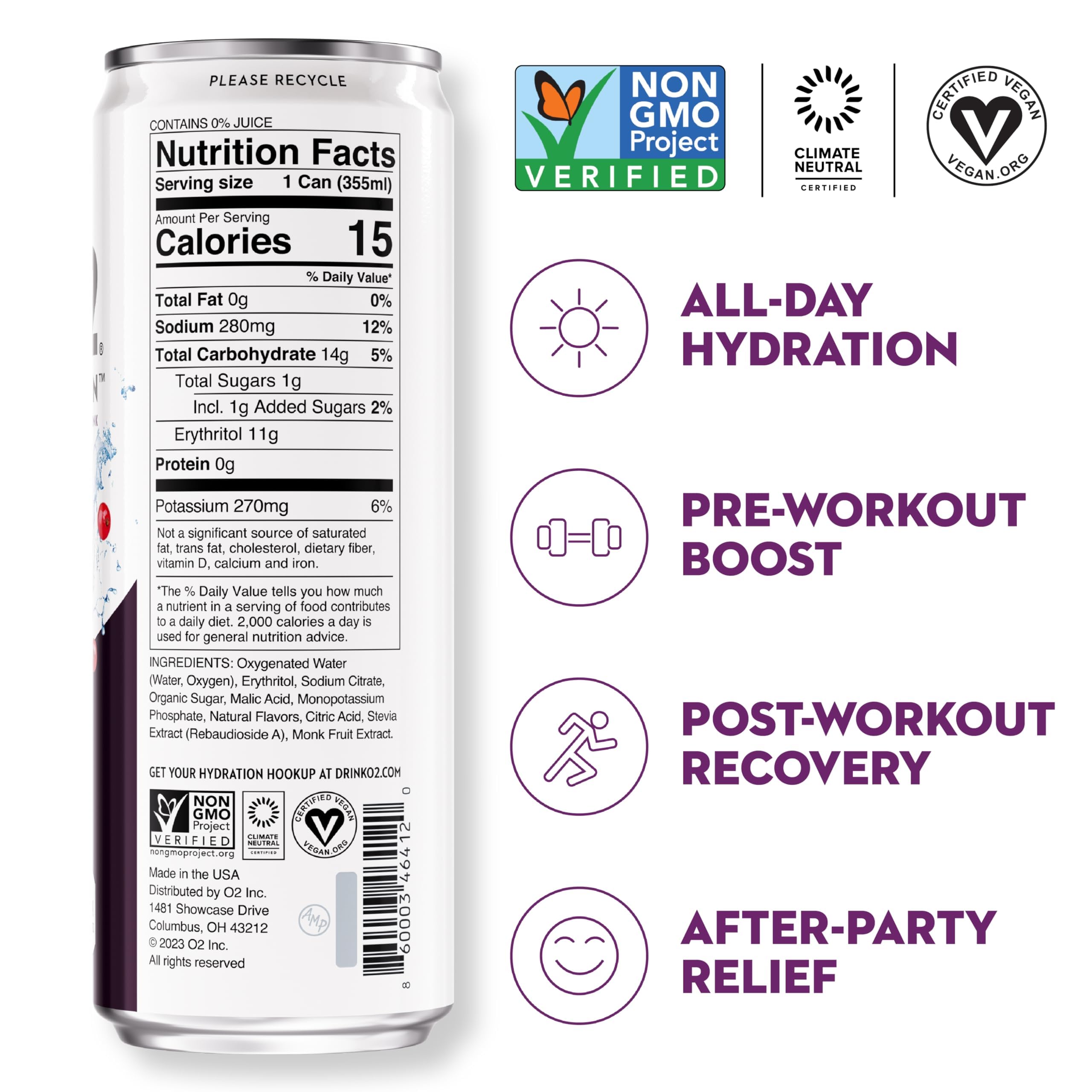 Post-workout scene with O2 for recovery hydration.