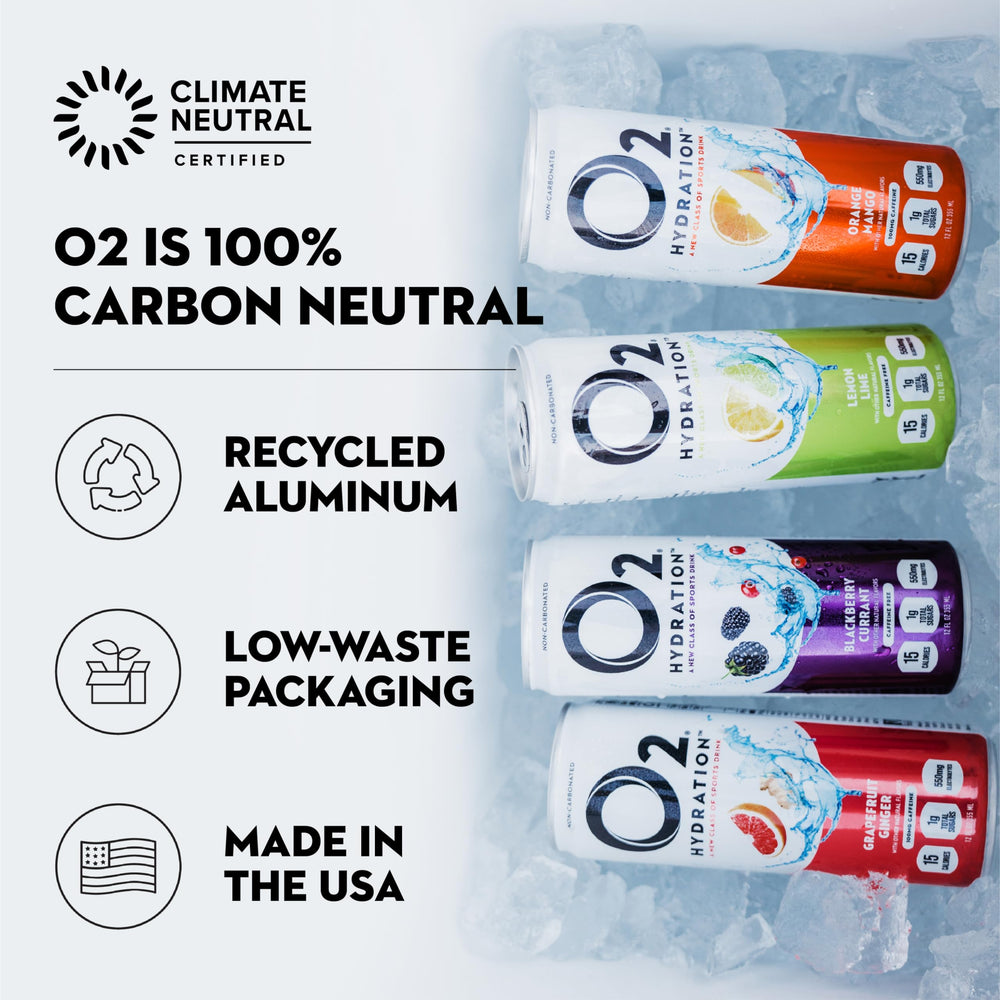 O2 Oxygenated recovery drink beside athletic gear signaling active recovery