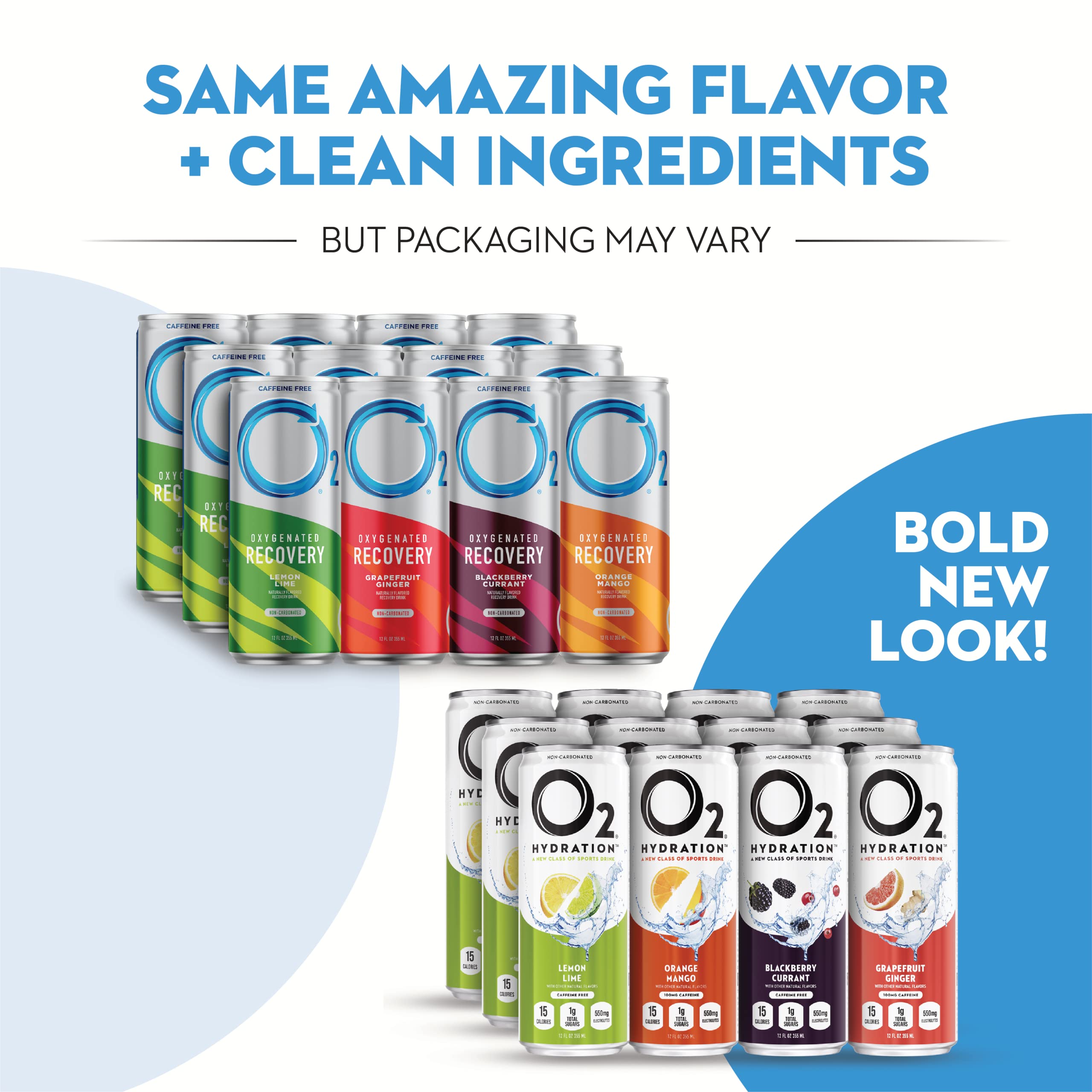 O2 Oxygenated variety pack displayed on gym bench for convenient hydration