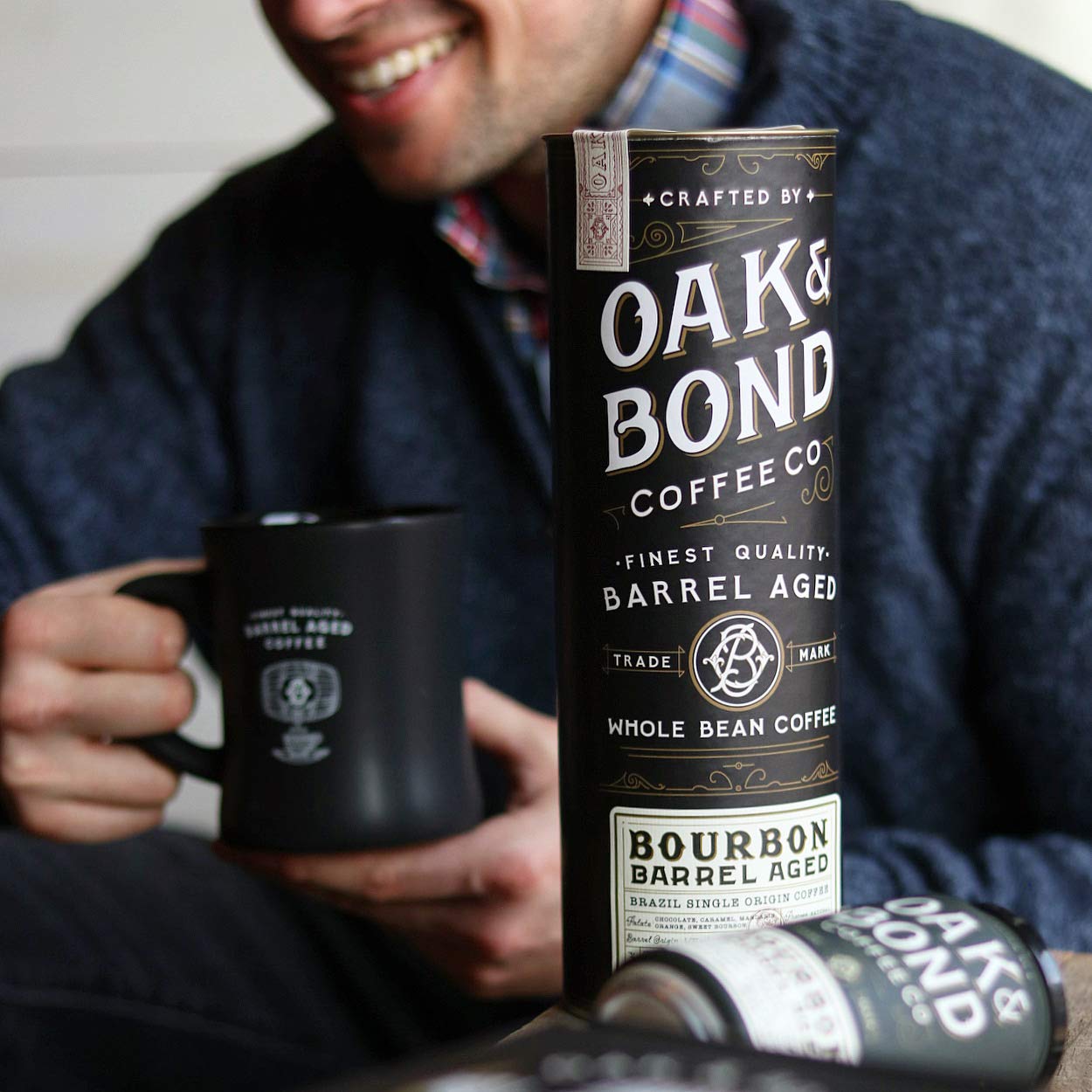 Oak & Bond medium roast cup close—balanced flavor for everyday mornings.
