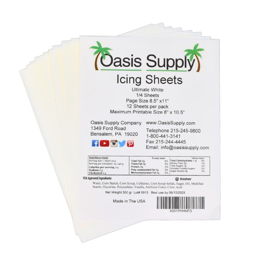 Oasis Supply Ultra-Flexible Icing Sheets front view in resealable pack for freshness.