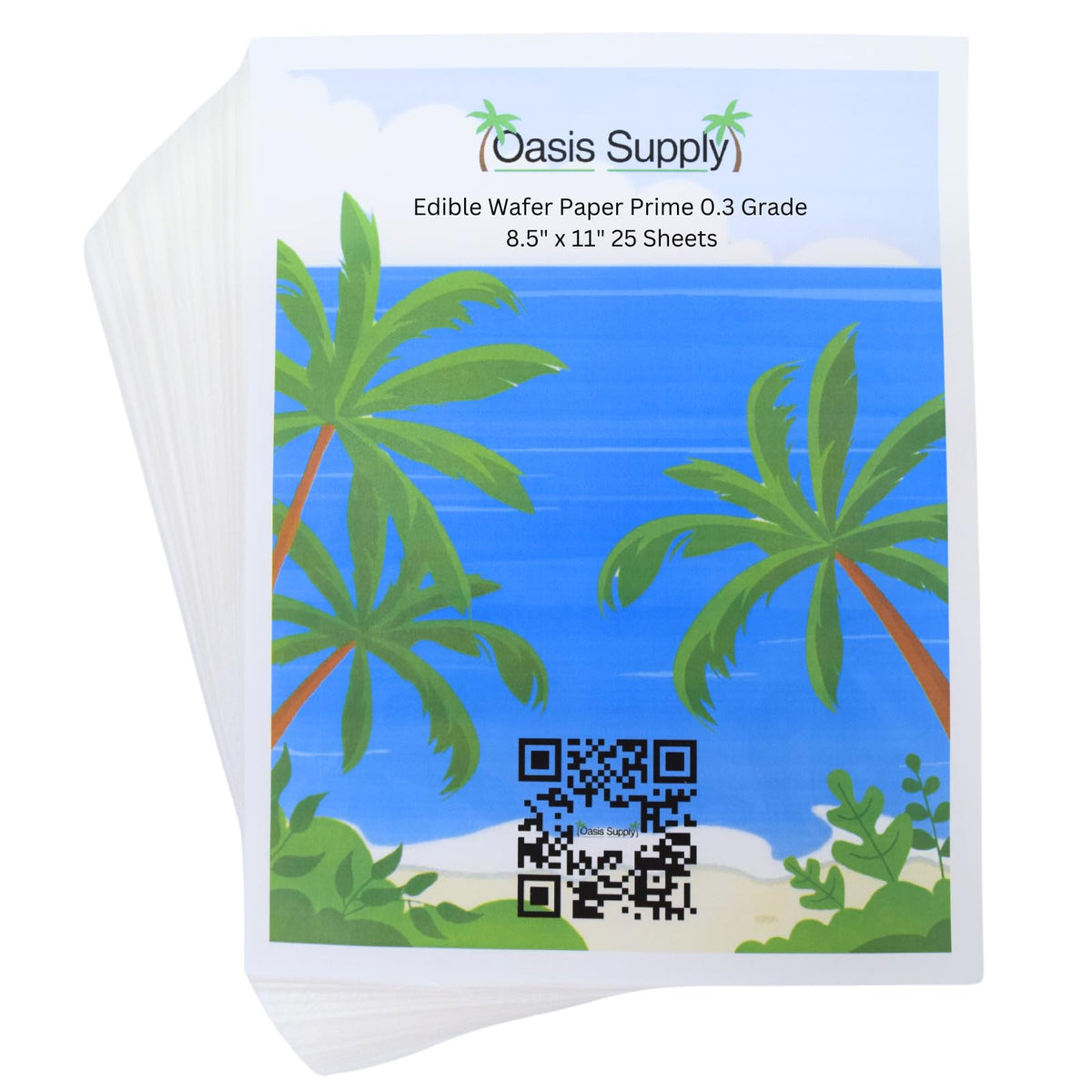 Oasis Supply wafer paper pack front view, ideal for custom edible decorations.