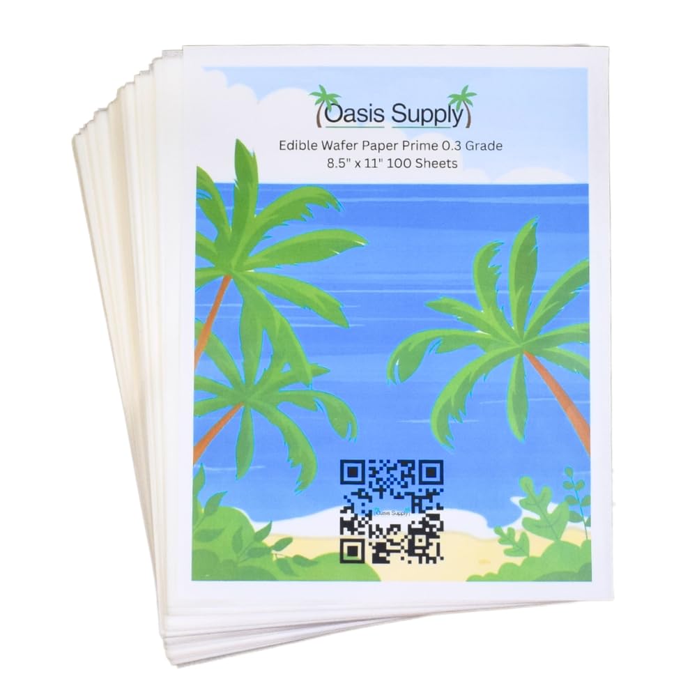 Oasis Supply wafer paper rectangle 8x11 white close-up texture shows crisp sheets.