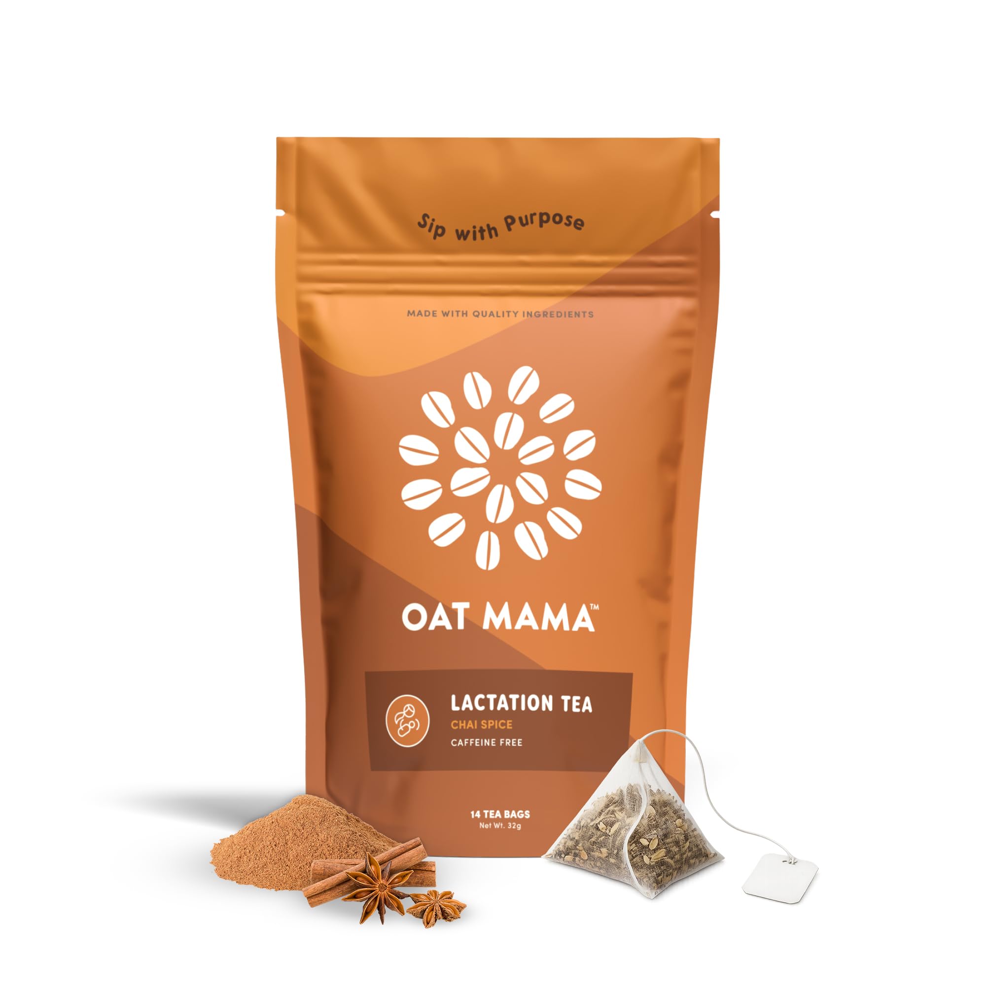 Oat Mama chai spice lactation tea cup steaming for a comforting postpartum ritual