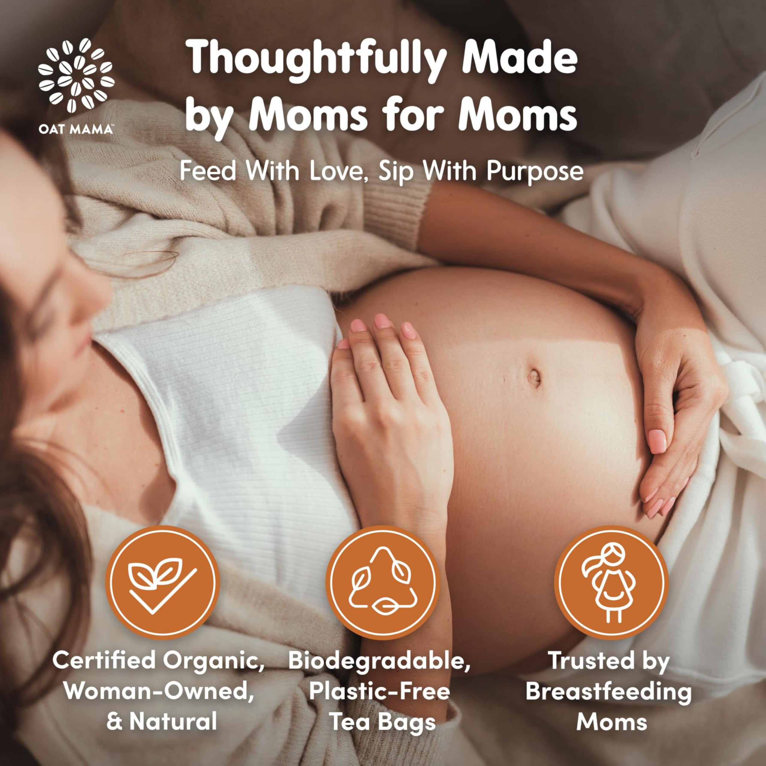 Oat Mama packaging box displays brand and lactation tea details