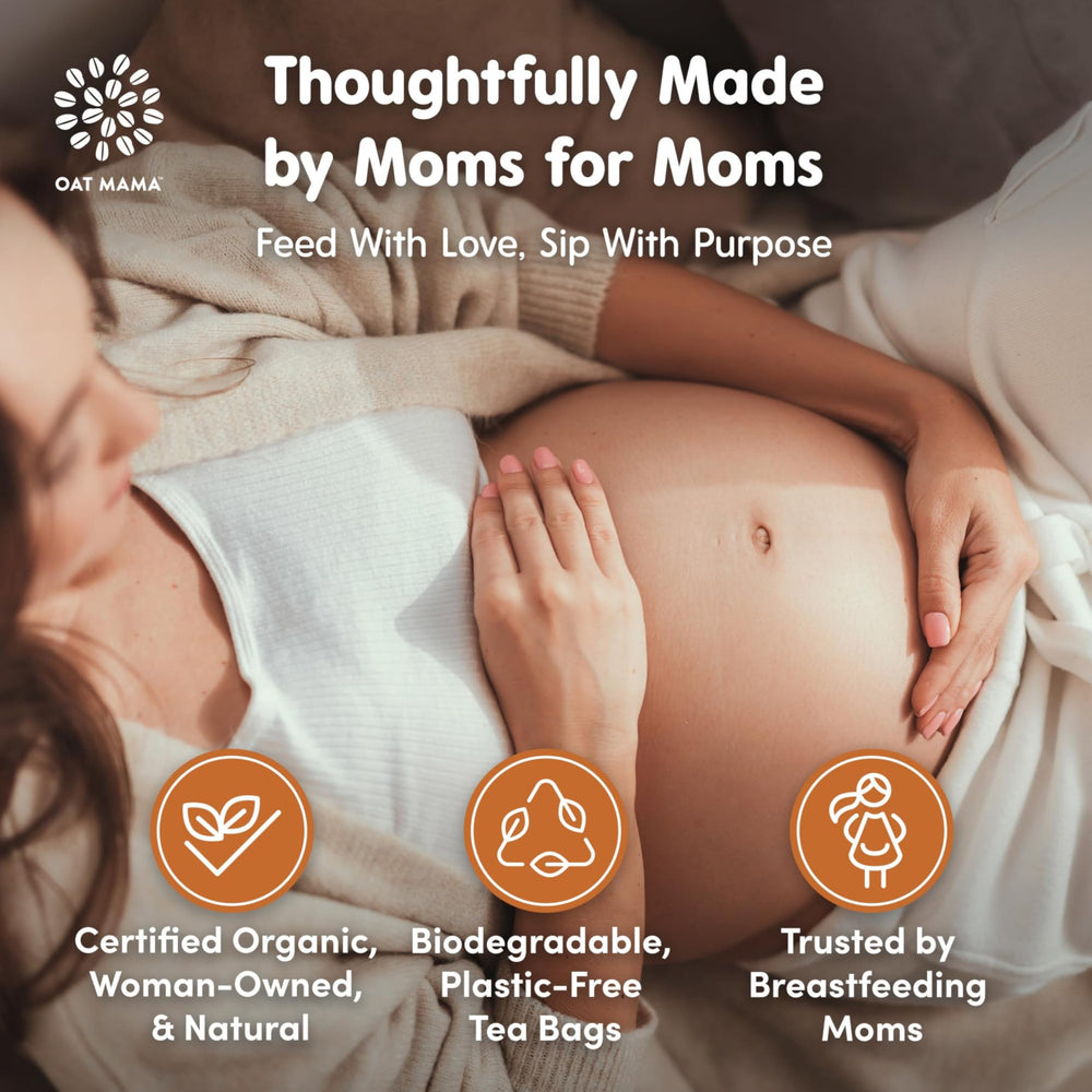 Oat Mama packaging box displays brand and lactation tea details