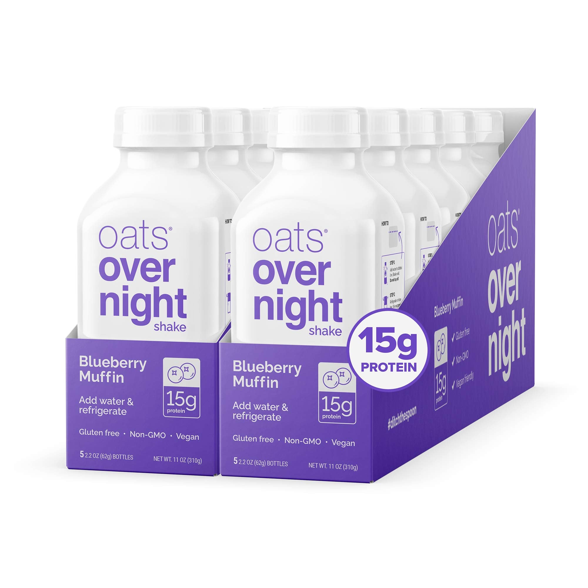 Oats Overnight Blueberry Muffin bottled shake – convenient breakfast on the go.