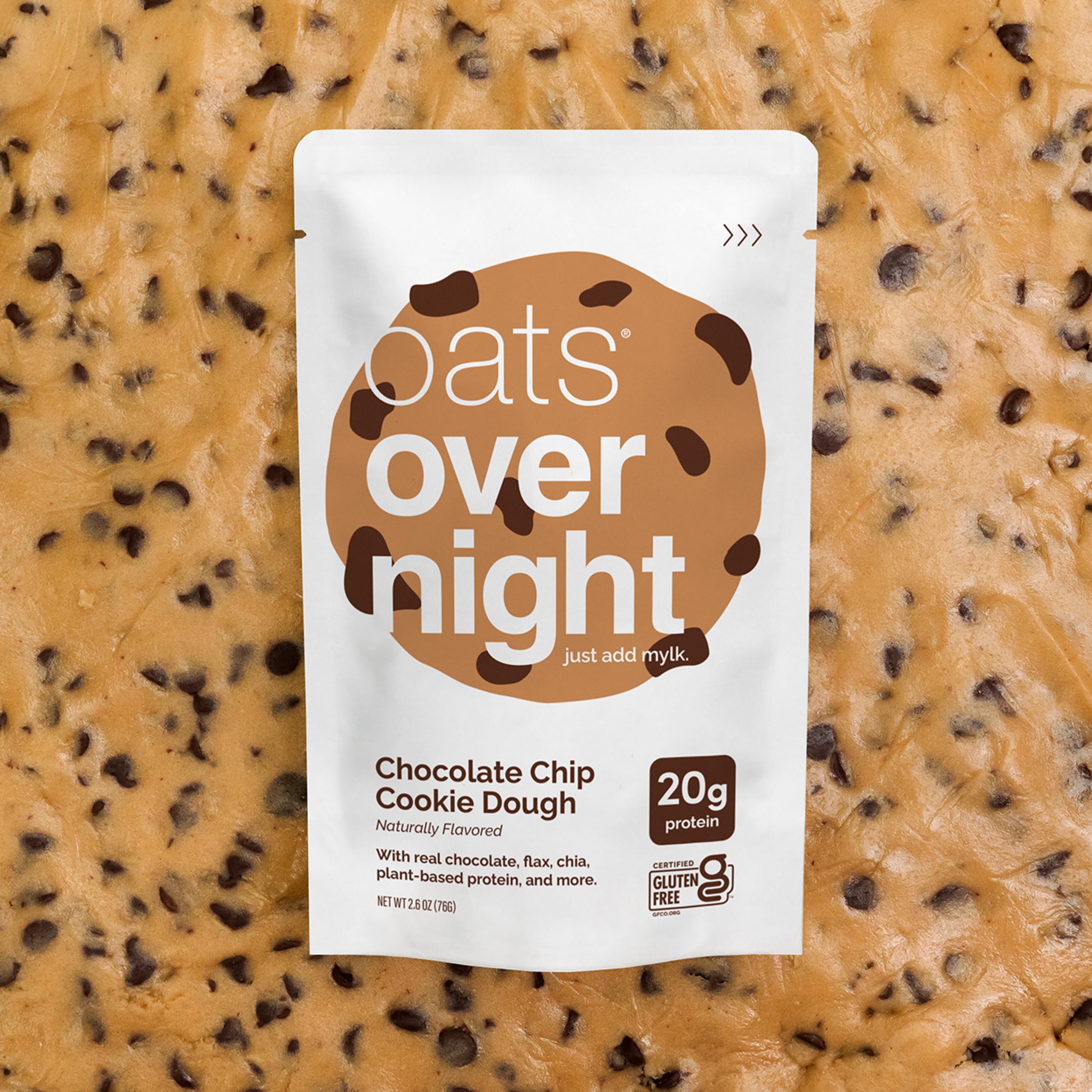 Oats Overnight chocolate chip cookie dough vegan protein formula for plant-based diets.