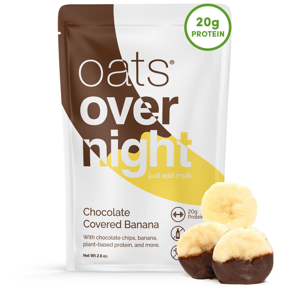Oats Overnight chocolate covered banana serving bowl for ready breakfast