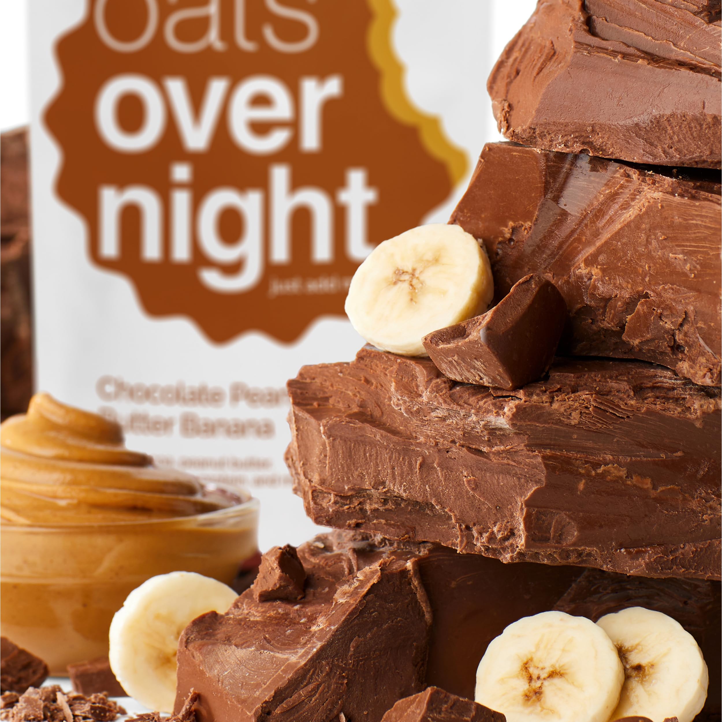 Oats Overnight chocolate peanut butter banana gluten-free breakfast option.