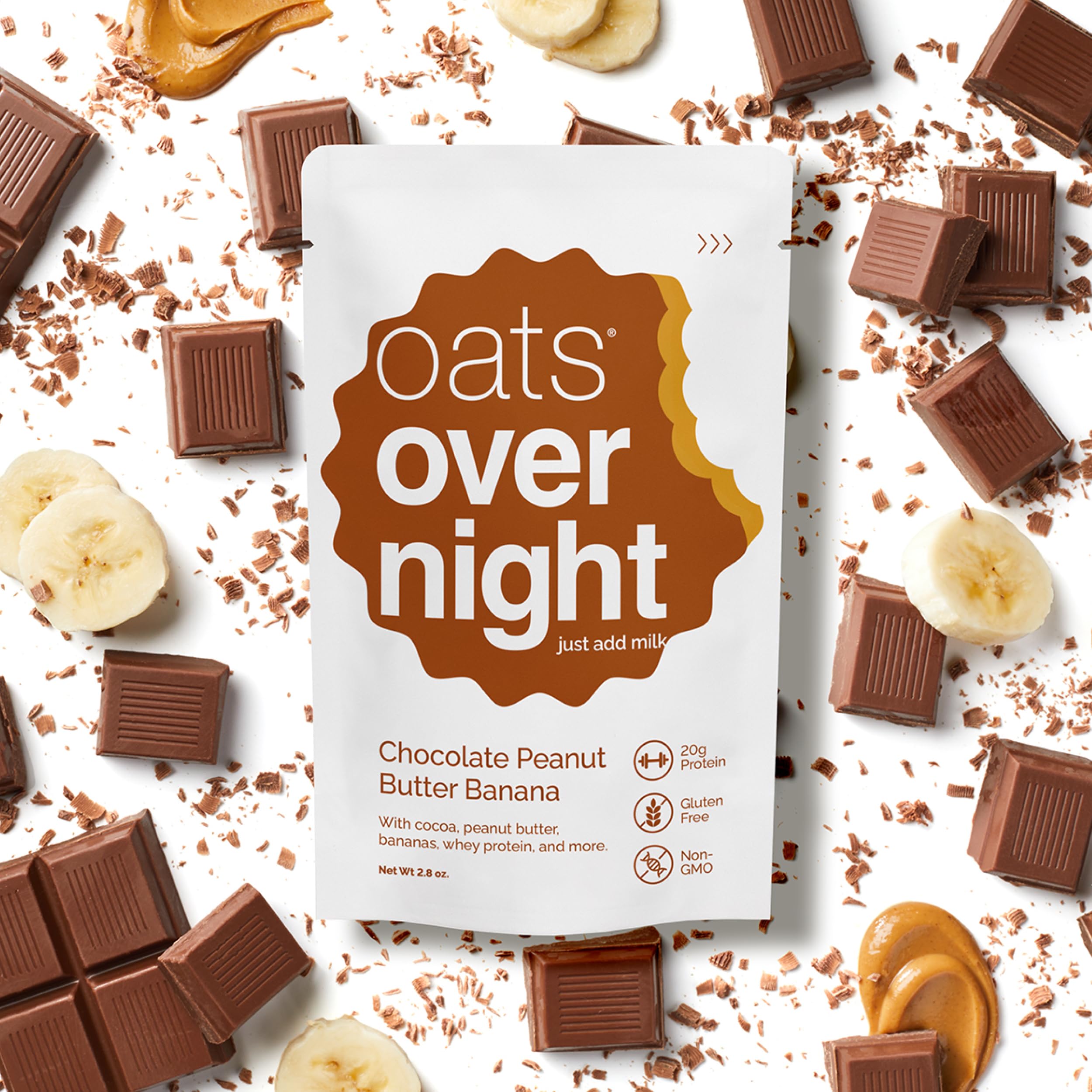 Oats Overnight chocolate peanut butter banana no-erythritol formula.