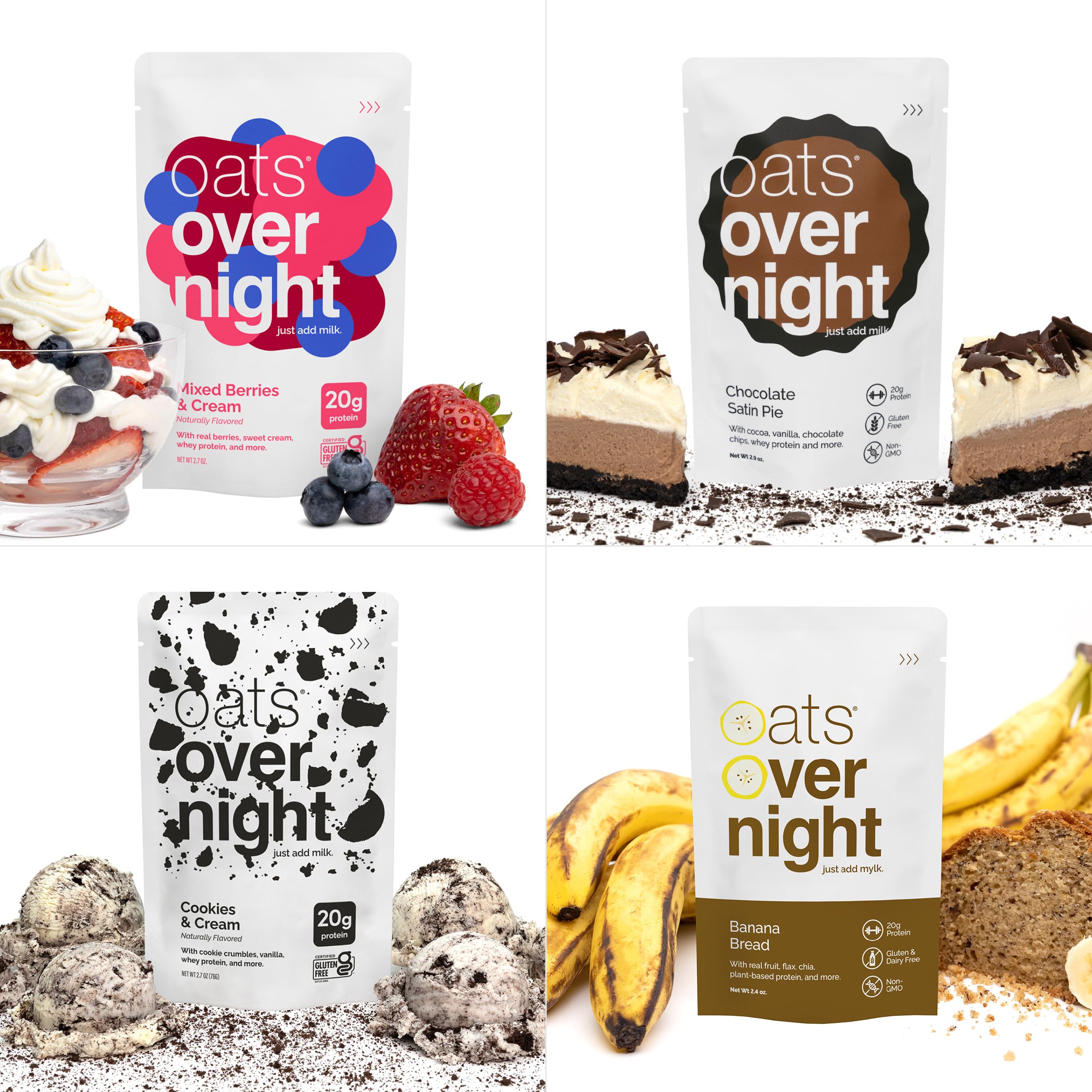 Oats Overnight Chocolate Peanut Butter Banana serving, energy-boosting flavor combo.