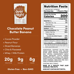 Oats Overnight chocolate peanut butter banana shaker, grab-and-go convenience for mornings.