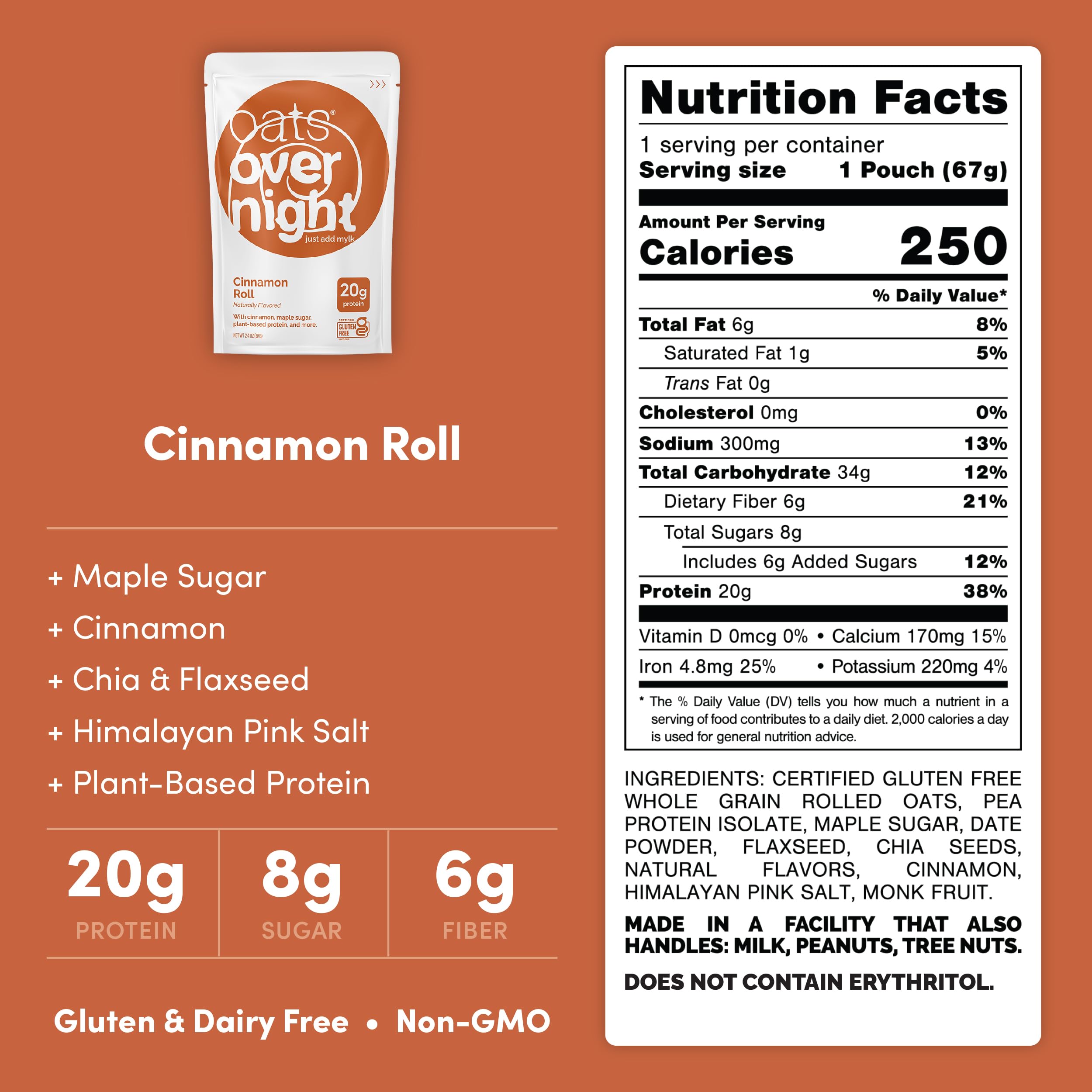 Oats Overnight Cinnamon Roll in a shaker demonstrates grab-and-go convenience.