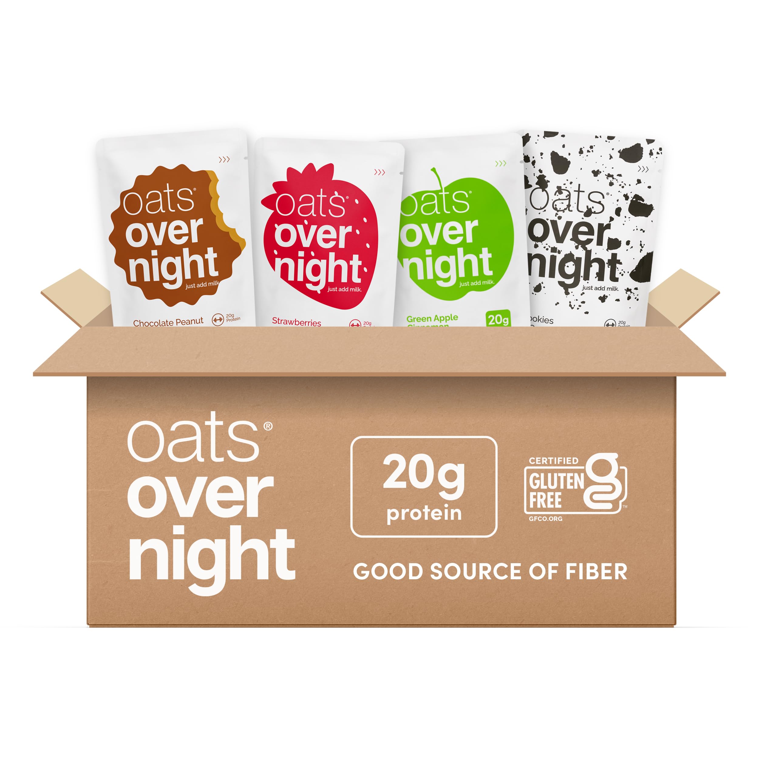 Oats Overnight classic variety pack front view for quick gluten-free breakfast.