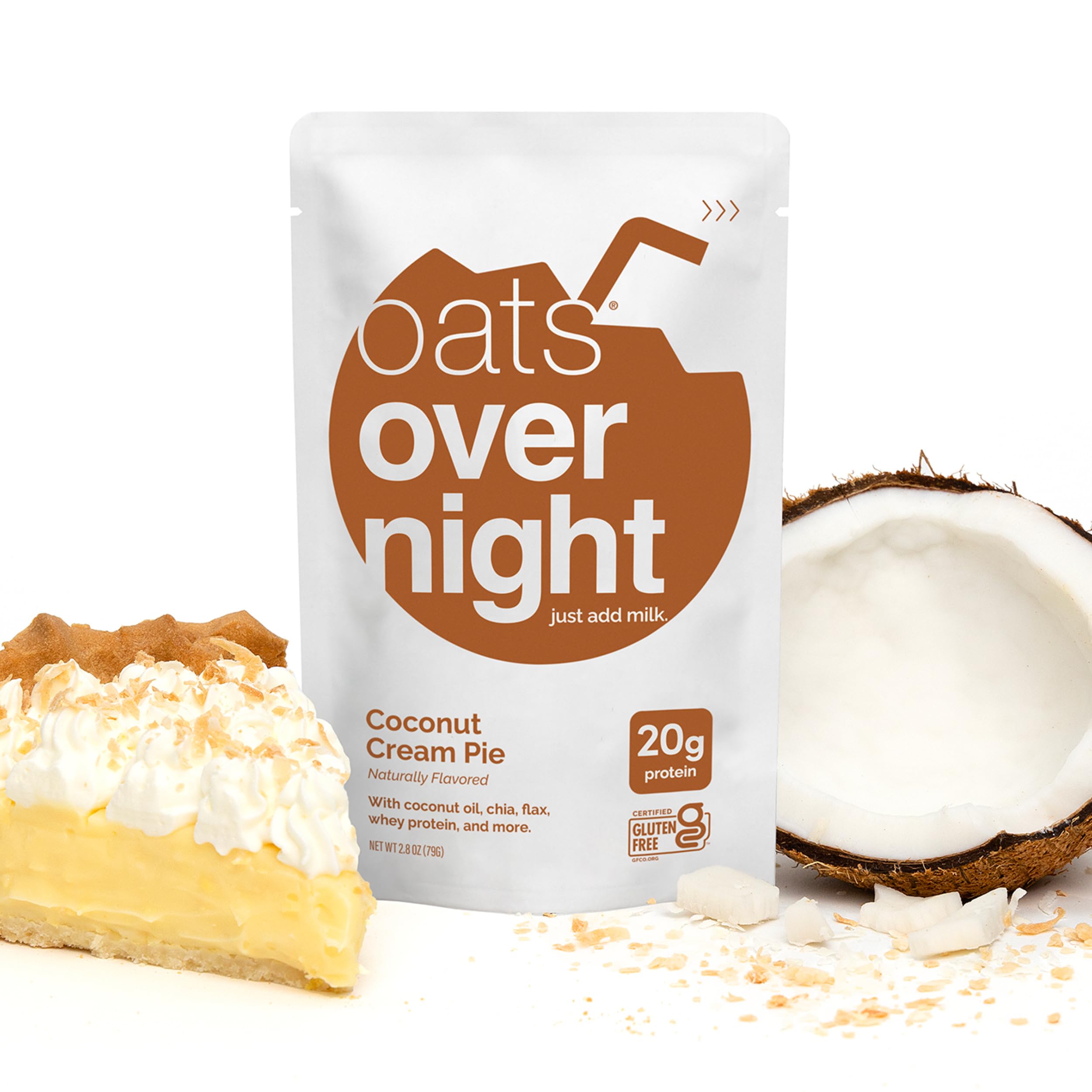 Oats Overnight Coconut Cream Pie fiber-rich oats support fullness and digestion.