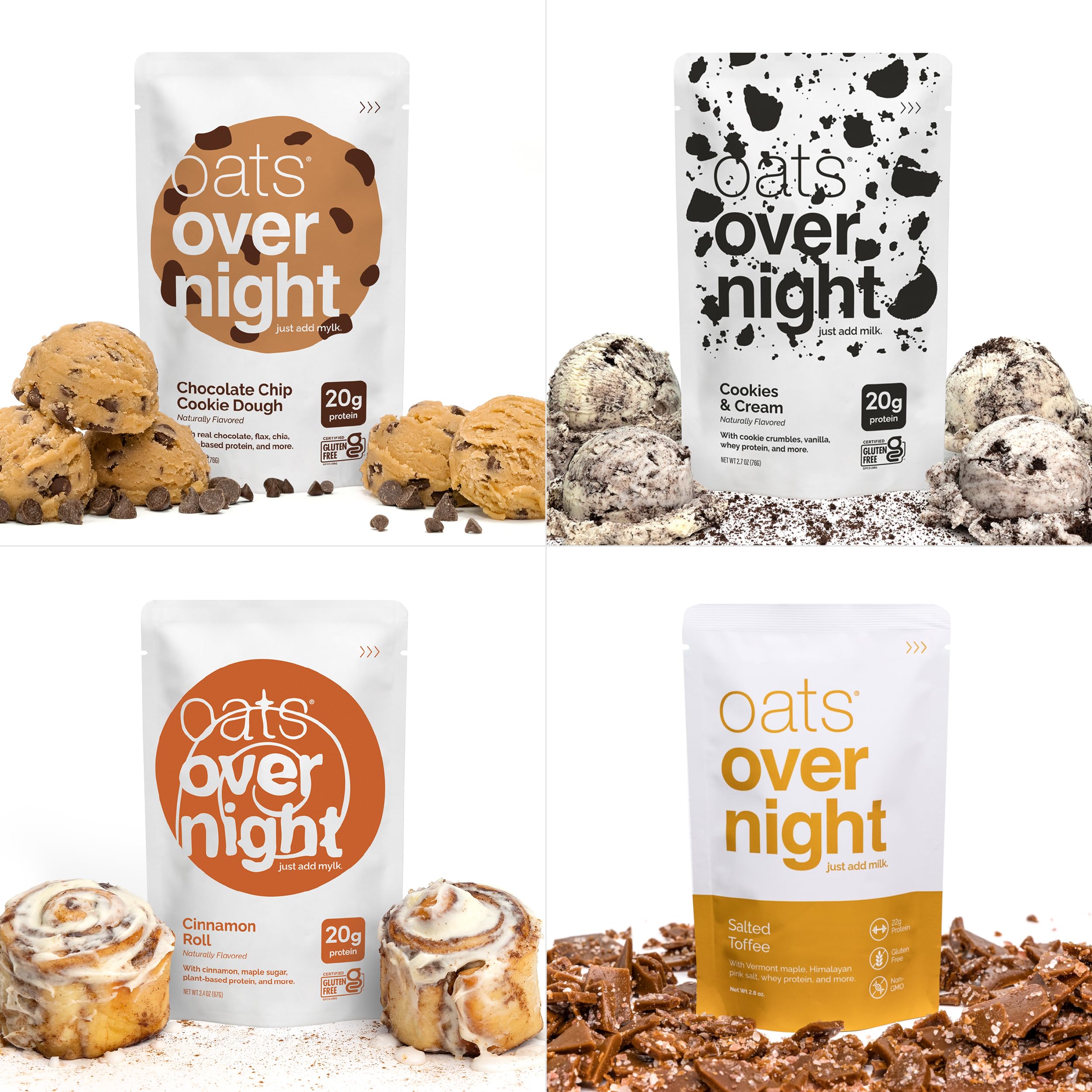 Oats Overnight dark chocolate sea salt flavor for a rich, satisfying start.