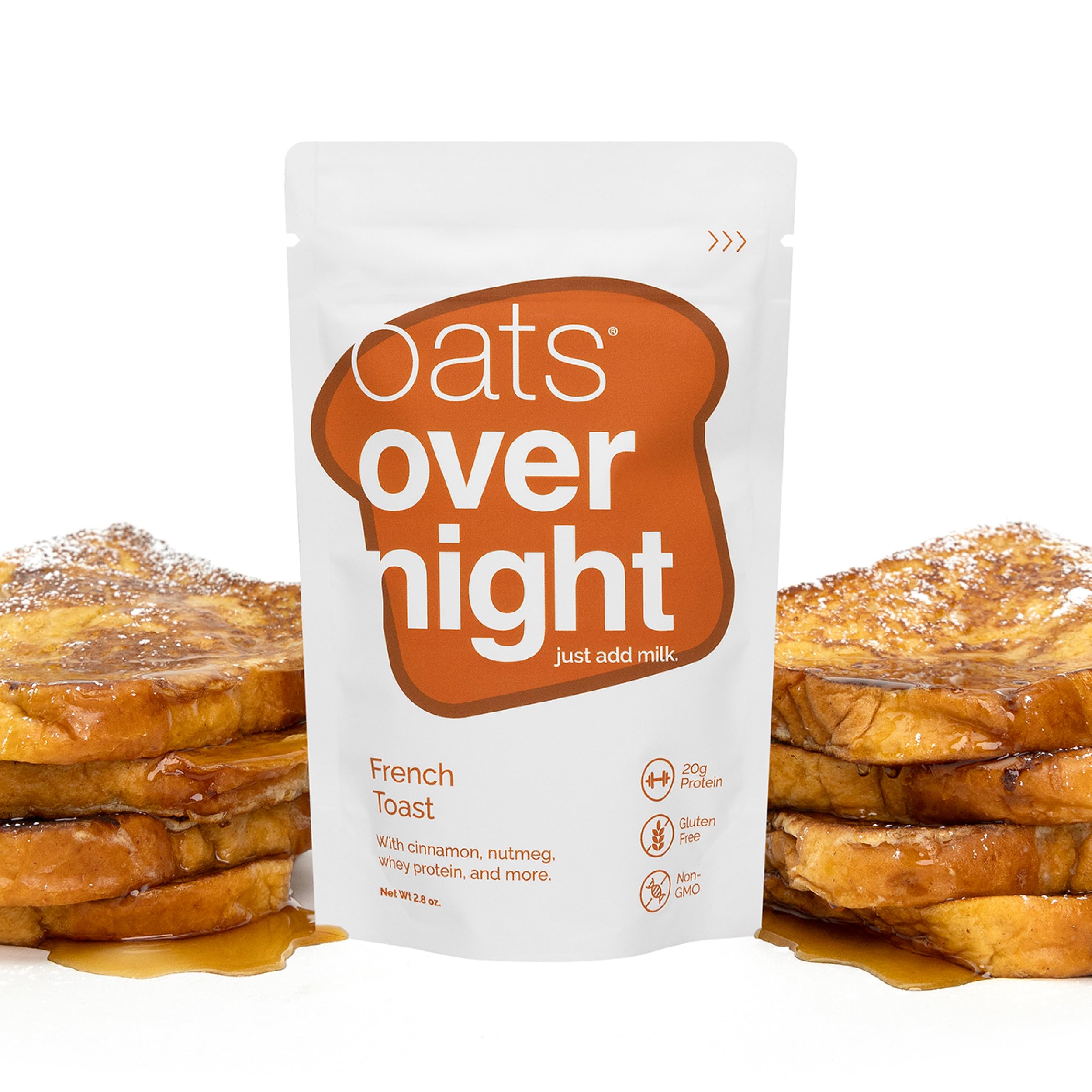 Oats Overnight French Toast cinnamon-maple detail conveys inviting French toast aroma.